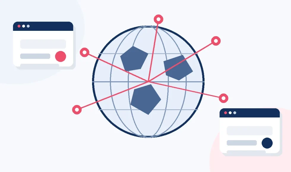 Strategia di link building internazionale con mappa e mercati esteri