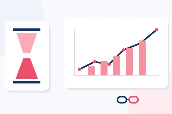 Calendario e grafici utilizzati per monitorare i risultati di una campagna di link building