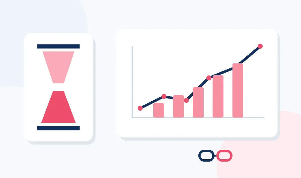 Calendario e grafici utilizzati per monitorare i risultati di una campagna di link building